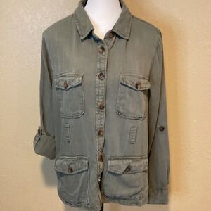 Altar'd‎ State Women's Size Large Olive Green Heavy Canvas Utility Shirt/Jacket